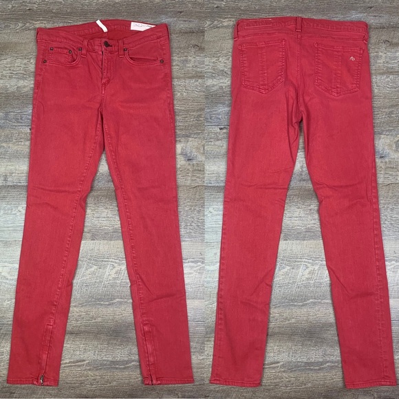rag & bone Denim - Rag & Bone Skinny Zipper Ankle Jean 29 Red